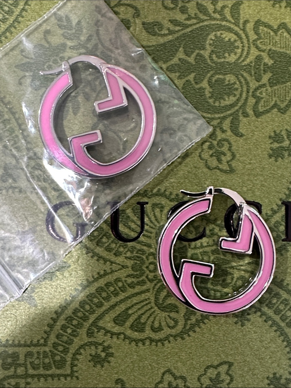Pink Double-G Hoop Earrings - Designer-Inspired Women's Jewelry